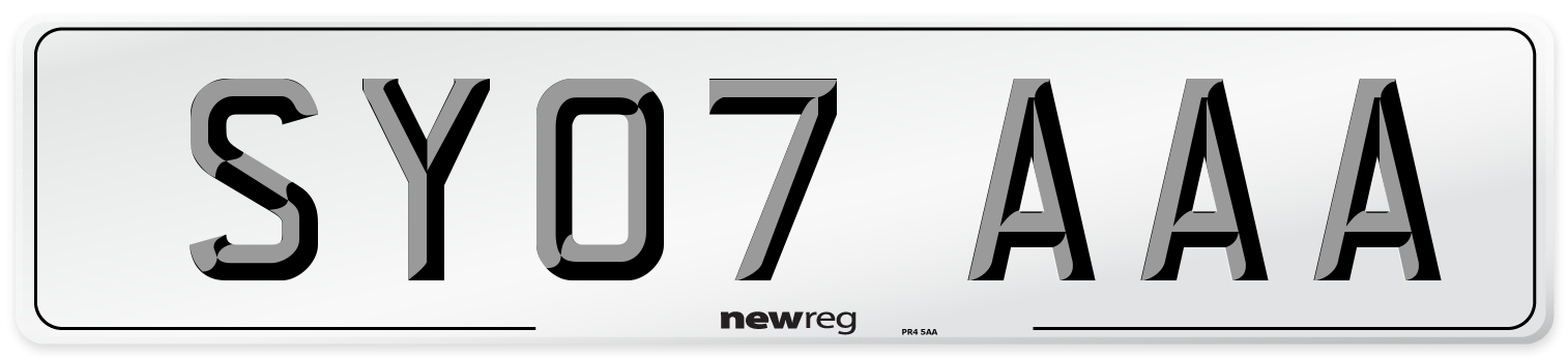 SY07 AAA Number Plate from New Reg